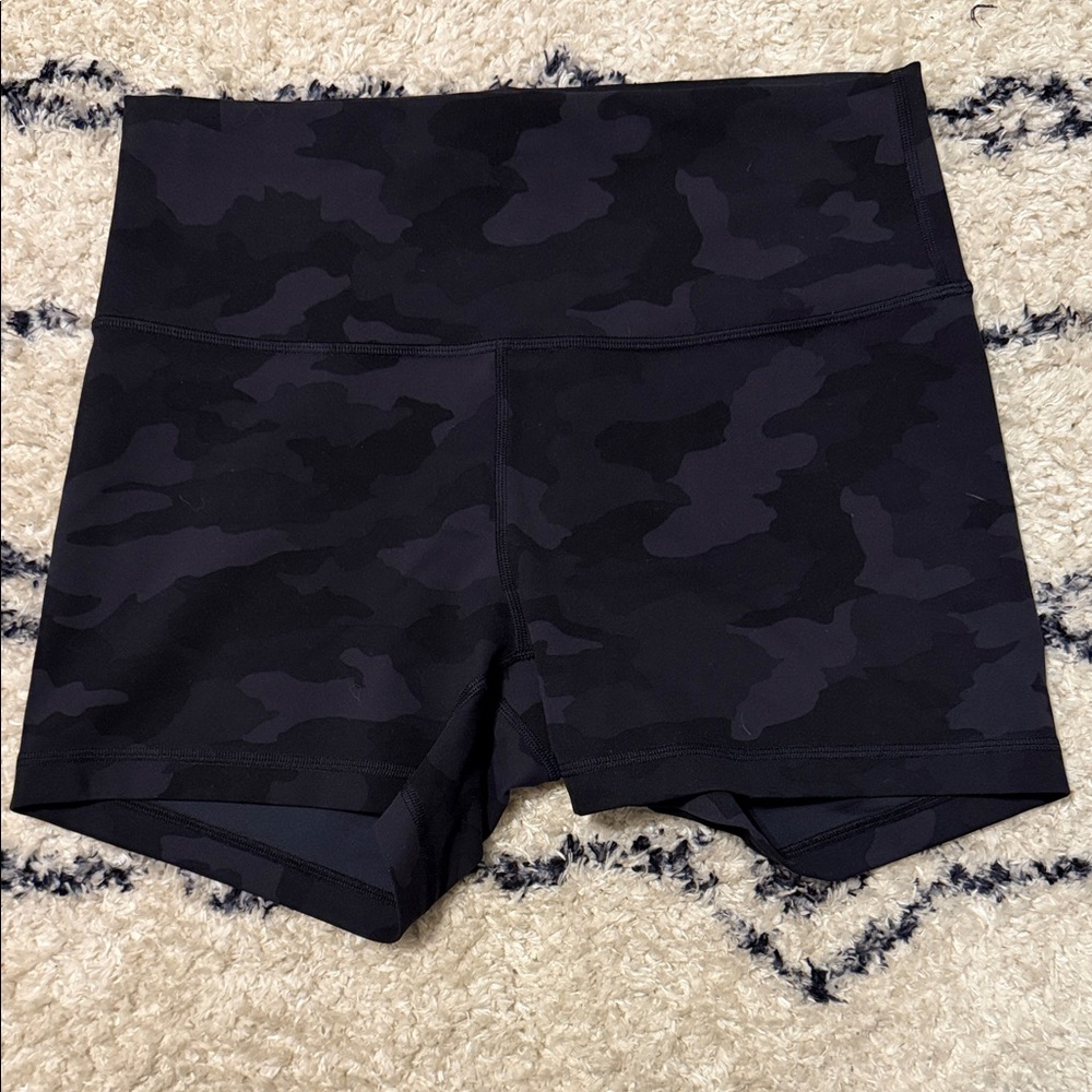 Lululemon Black Camo Women's Bike Shorts 4in